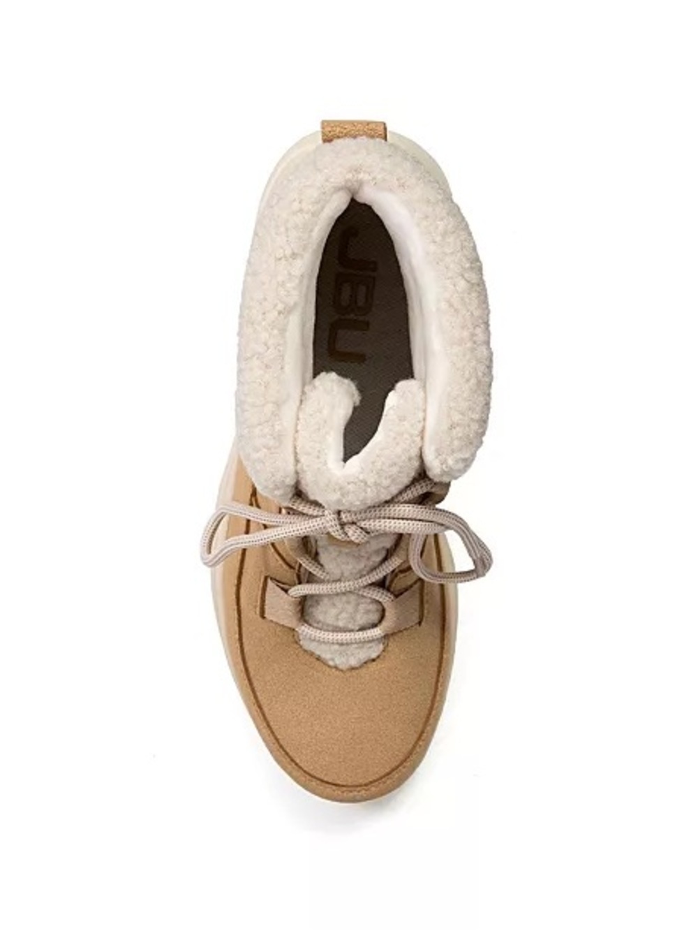 JBU Beige Suede-Look Sherpa Lace-Up Winter Boot - Picture 2 of 10